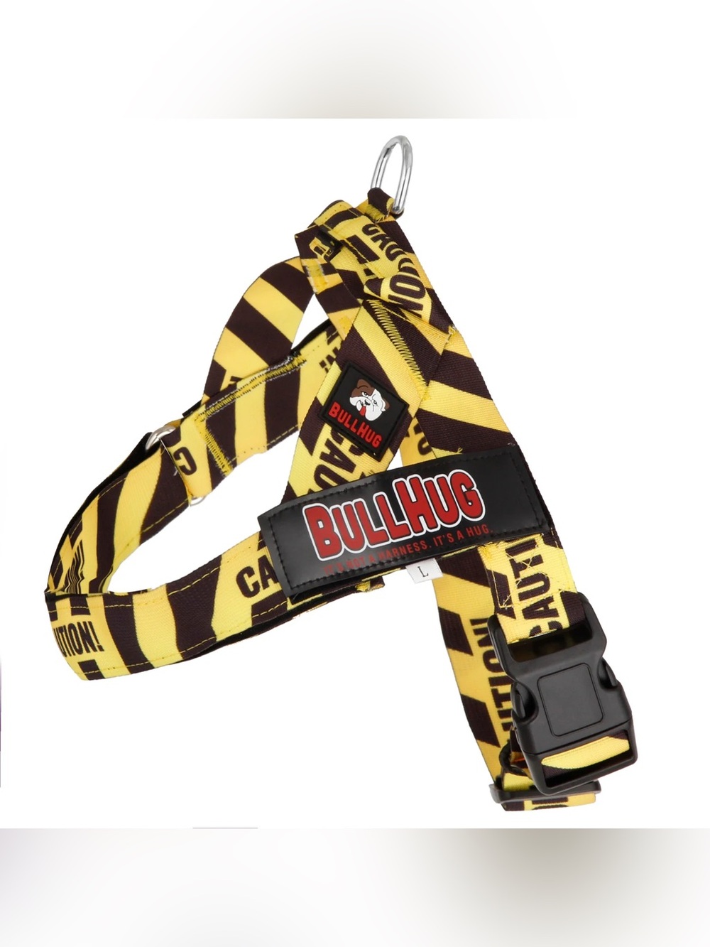 Bullhug Yellow & Black 'Caution' Dog Harness Non Choking Adjustable Bulldog Pug